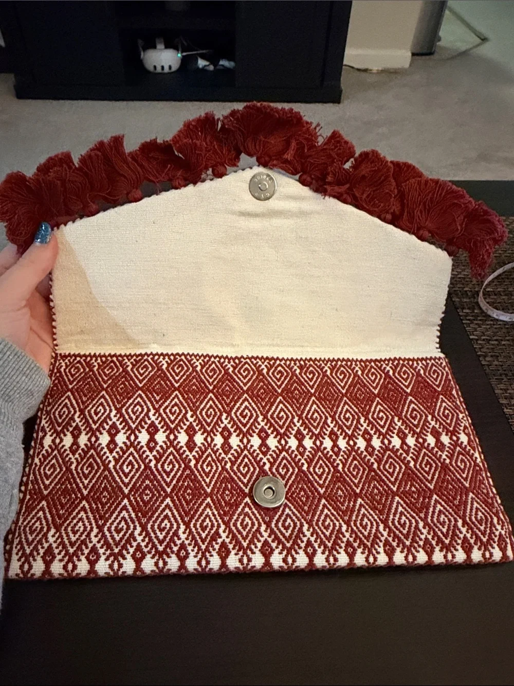 Tin Marin Ana Embroidered Clutch burgundy